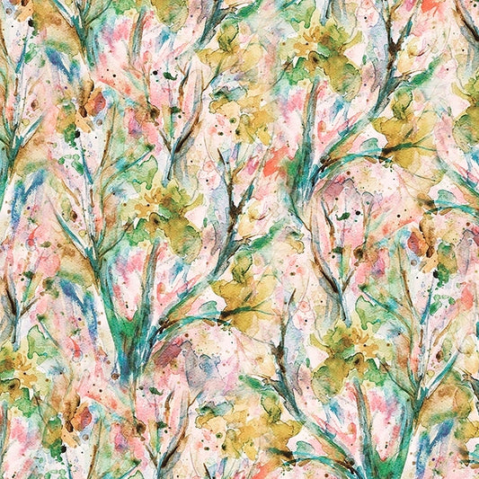 Jardín acuarela rosa